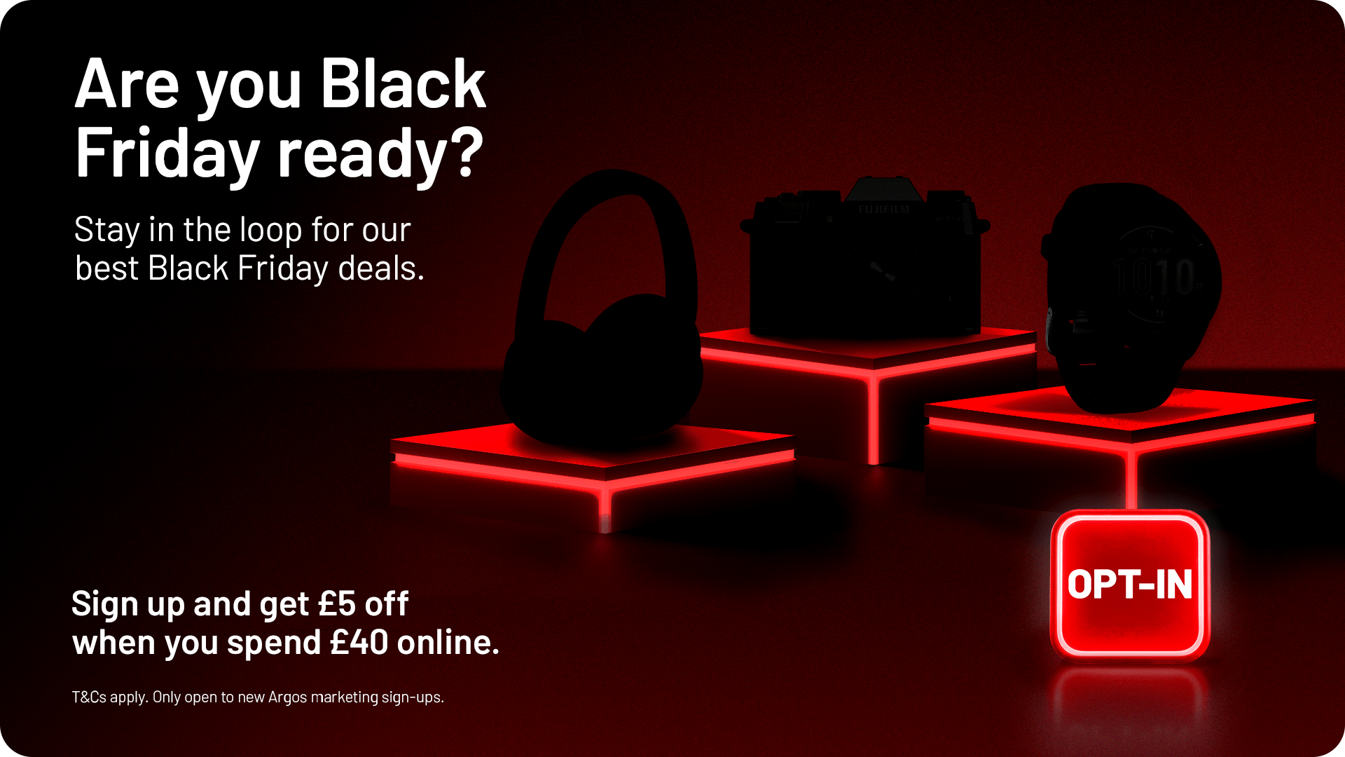 Sign up to receive a £5 off £40 code