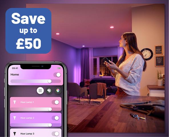 Save up to 50% on selected Phillips Hue smart lighting